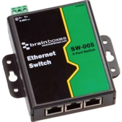 Brainboxes SW-005 - 5-Port Unmanaged Ethernet Switch Wall Mountable