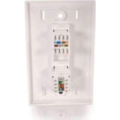 C2G 27418 - Cat5E RJ45 with Cat3 RJ12 Configured Wall Plate - White