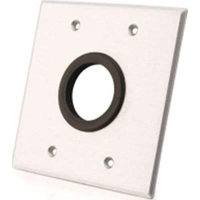 C2G 40546 - Brushed Aluminum Double Gang 1.5 inch Grommet Wall Plate - Brushed Aluminum