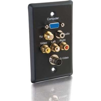 C2G 40967 - Cables to Go Single Black HD15 3.5 F A/V S-Video Wall Plate