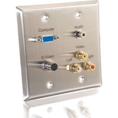 C2G 40968 - Cables to Go DBL Steel HD15 3.5 A/V S-Video Wall Plate