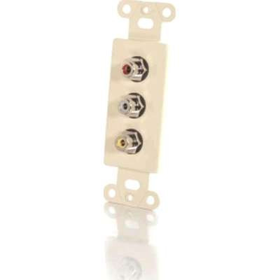 C2G 41012 - Decorative Yellow/Red/White Triple RCA Pass Through Wall Plate Insert - Ivory