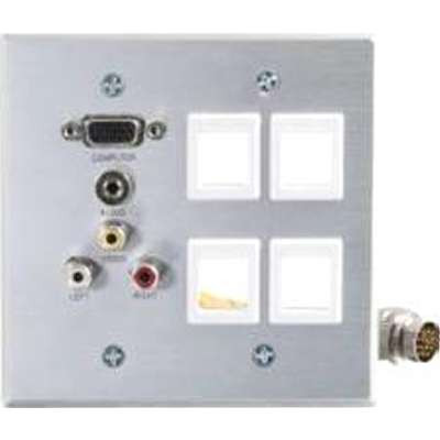 C2G 60029 - RapidRun Double Gang Integrated HD15 + 3.5MM + RCA Audio/Video + (4 Keystone Wall Plate