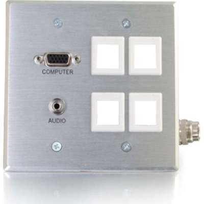 C2G 60115 - RapidRun VGA (HD15 + 3.5MM Stereo + 4 Keystones Audio Double Gang Wall Plate