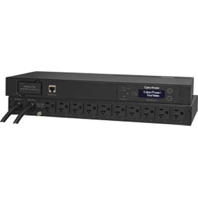 CyberPower PDU20M10AT - Metered Ats PDU 120V 20A 2 5-20P 1U LCD 10R 5-20R 10FT Cords