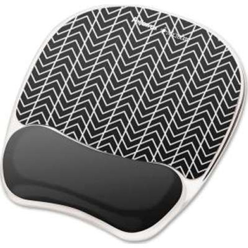 Fellowes 9549901 - Photo Gel Mouse Pad Wrist Rest with Microban Black Chevron