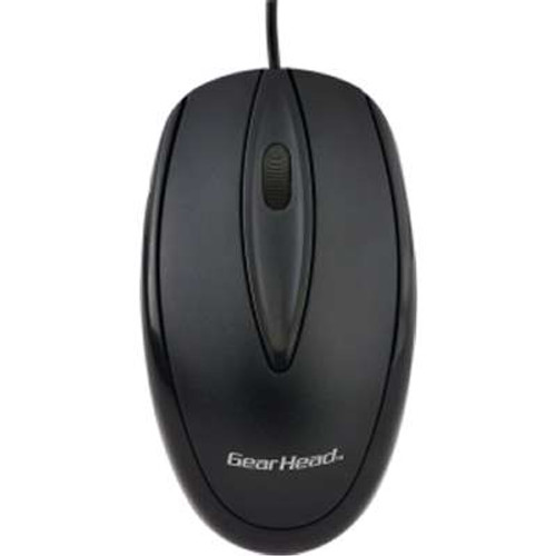 Gear Head OM3400U - JUL3 Button Optical Mouse USB Optical Sensing Technology Black