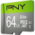 PNY TechnologiesP-SDU64U185EL-GE - 64GB Micrsd Elite CL10 Uhs-I U1 85MBS Read SDXC