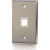 C2G 37093 - 1-Port Single Gang Multimedia Keystone Wall Plate - Stainless Steel