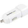 StarTech.com USB2PCARWH -  2-Port USB Car Charger for Apple & Android Devices 17W/3.4A - White