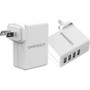 Energen EN-WC410WH-2 -  4-Port Interchangeable Prongs USB Wall Charger 2-pack - White