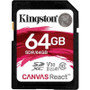 Kingston Technology SDR/64GB -  64GB SDXC Canvas React 100R/80W CL10 Uhs-I U3 V30 A1
