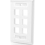 C2G 3414 - 6-Port Single Gang Multimedia Keystone Wall Plate - White