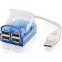 C2G 18459 - 4-Port USB 2.0 Laptop Hub with 1.5ft Blue LED Indicator Cable