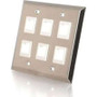 C2G 37098 - 6-Port Double Gang Multimedia Keystone Wall Plate - Stainless Steel