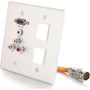 C2G 60028 - RapidRun Double Gang Wall Plate HD15+3.5+3RCA+2KS -Brushed Aluminum