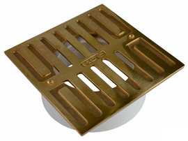 NDS  5" Square Polished Brass Grate w/PVC Collar 914PB