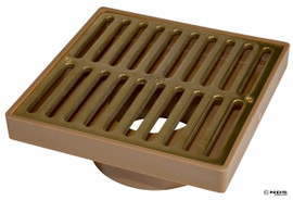 NDS  6" Square Polished Brass Grate w/Styrene Adaptor NDS923PB