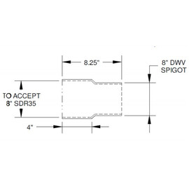 8" PVC DWV X 8" SDR35 Solvent Weld Reducer Bushing (Sp x S)