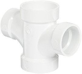 4" x 4" x 2" x 2" PVC DWV Double Sanitary Tee (S x S x S x S)