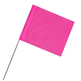 4" x 5" Marking Flags Fluorescent Pink - 30" Wire Staff (1000)