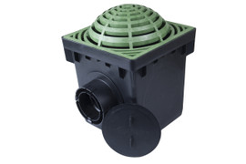 NDS 12" Two Hole Catch Basin Kit w/ Green Atrium Grate