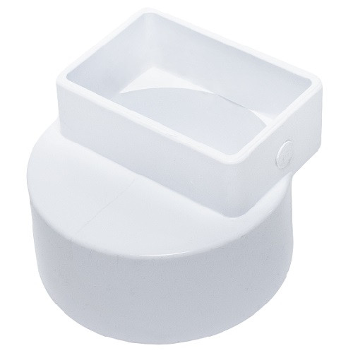 PVC 4" x 6" x 6" DWV Downspout Adapter Offset (DSA x Hub)