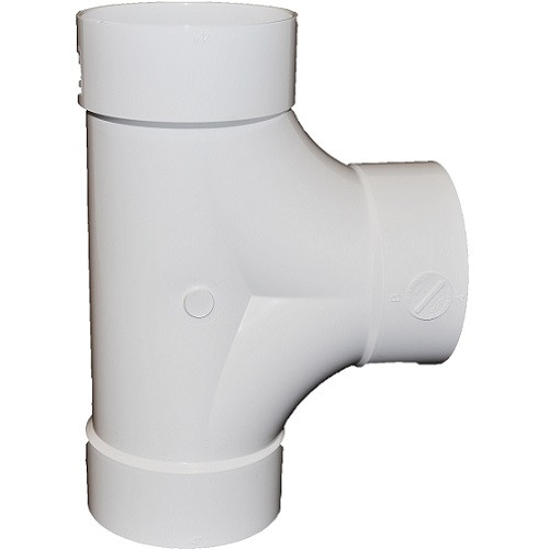 4" x 4" x 4" PVC SDR35 Solvent Weld 2 Way Cleanout Tee (S x S x S)