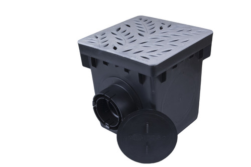 NDS 12" Catch Basin Kit w/ Gray Decorative Botanical Grate