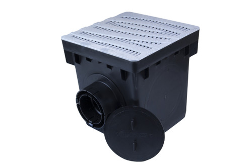 NDS 12" Catch Basin Kit w/ Gray Decorative Wave Grate