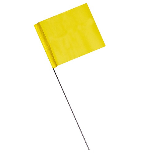 4" x 5" Marking Flags Yellow - 30" Wire Staff (100)
