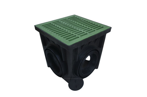 NDS 24" Four Hole Catch Basin Kit w/ Green Grate