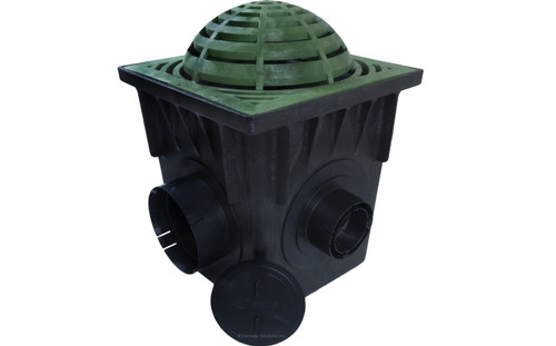NDS 18" Four Hole Catch Basin Kit w/ Green Atrium Grate