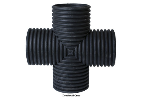 6" HDPE Doublewall Cross Tee (PE)
