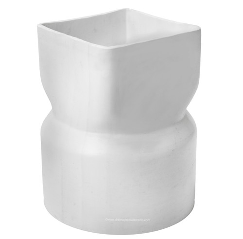 PVC 10" x 10" x 12" SDR35 Downspout Adapter (Centered) (DSA x Hub)