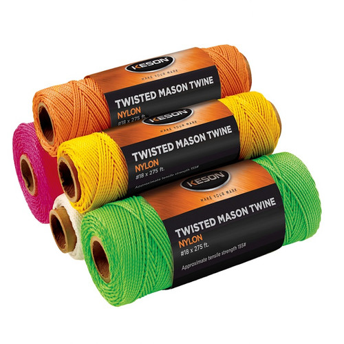Keson Braided Mason Twine - Orange 500' (Box of 12) OB500-12