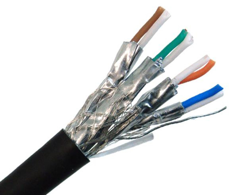 CAT7A Bulk Ethernet Cable, 10G Indoor/Outdoor Dual Shielded Solid Copper S/FTP, 23 AWG 1000FT