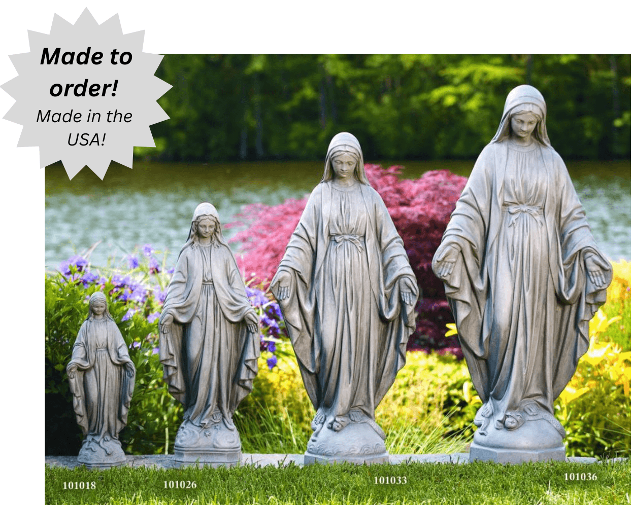 Handcrafted Outdoor Cement Blessed Mother – 18”