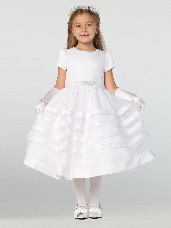 organza communion dresses Long Sleeve and Silk Organza Made In Italy Communion Dress 6 / Off White