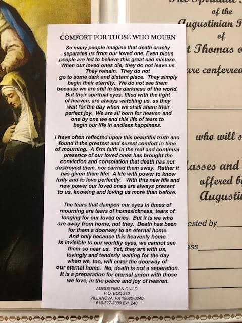 Augustinian Mass Cards-Sympathy Card ~ Padded - St. Jude Shop, Inc.