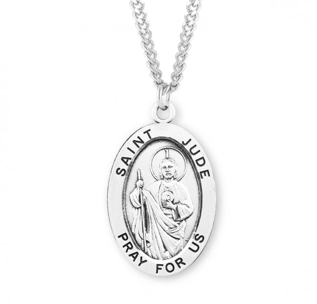 Sterling Silver Oval St. Jude Medal - 24" Chain - St. Jude Shop, Inc.