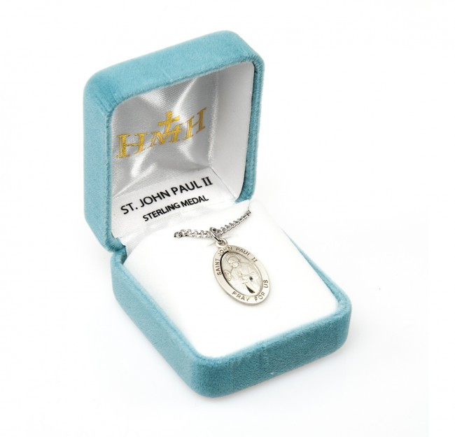 Sterling Silver Oval Pope St. John Paul II Medal - 20" Chain - St. Jude ...
