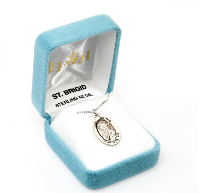Sterling Silver Oval St. Brigid Medal - 18" Chain - St. Jude Shop, Inc.