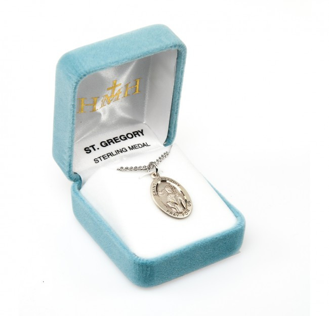 Sterling Silver Oval St. Gregory Medal - 20" Chain - St. Jude Shop, Inc.