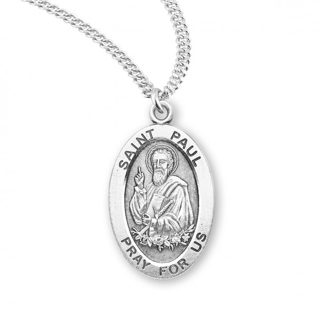 Sterling Silver Oval St. Paul Medal - 20" Chain - St. Jude Shop, Inc.