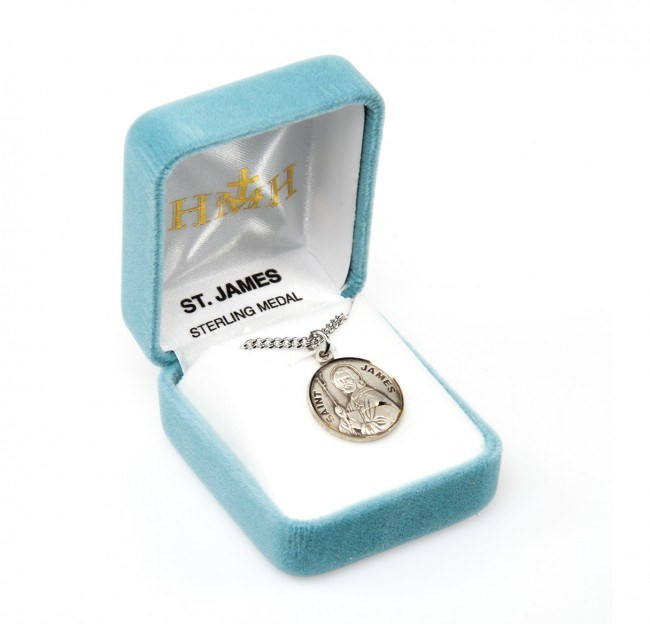 Sterling Silver Round St James Medal - 20" Chain - St. Jude Shop, Inc.