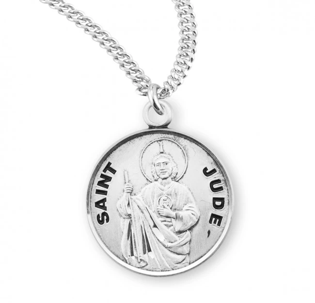 Sterling Silver Round St. Jude Medal - 20" Chain - St. Jude Shop, Inc.