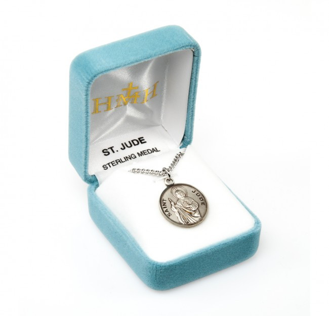 Sterling Silver Round St. Jude Medal - 20" Chain - St. Jude Shop, Inc.