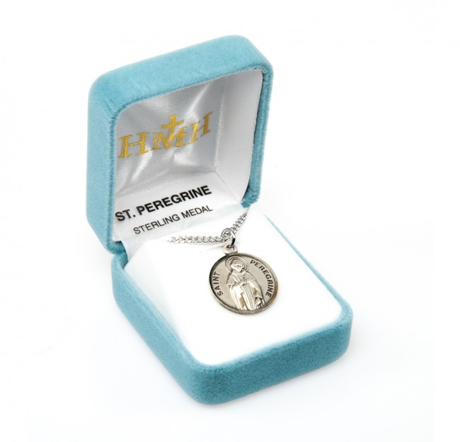 Sterling Silver Round St. Peregrine Medal - 20" Chain - St. Jude Shop, Inc.