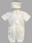 Boys Satin Romper Set with Embroidered Vest